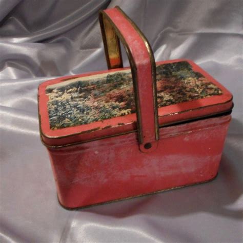 ebay metal tin chld's lunch box 1940|1940's Antique Tin Lunch Box .